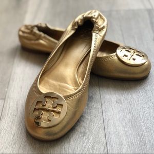 Tory Burch Gold Ballet Flats 8.5